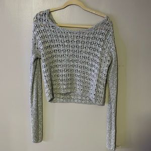 Grey/silver over sweater crop top